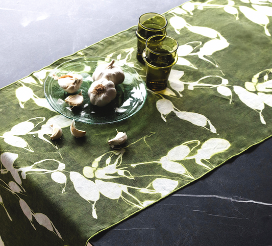 Botanical Porto Print Table Runner | Olive