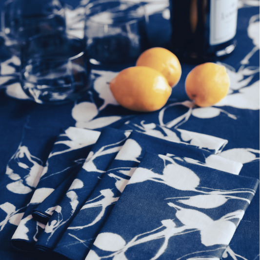 Botanical Porto Print Tablecloth | Indigo