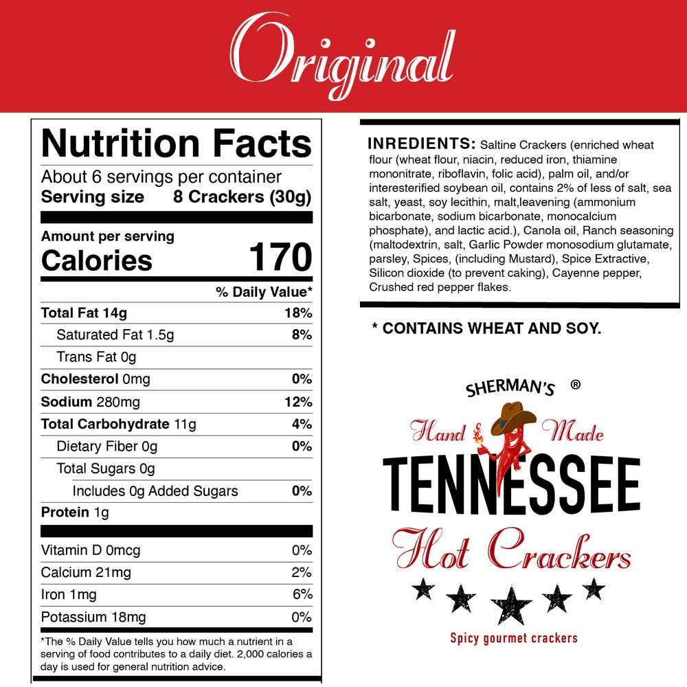 Sherman's Tennessee Hot Crackers | Original Flavor