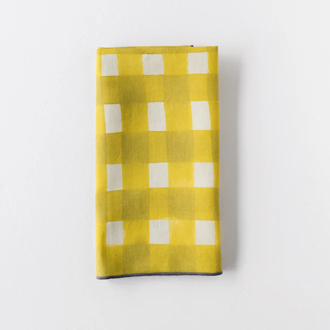 Gingham Dinner Napkins | Yellow