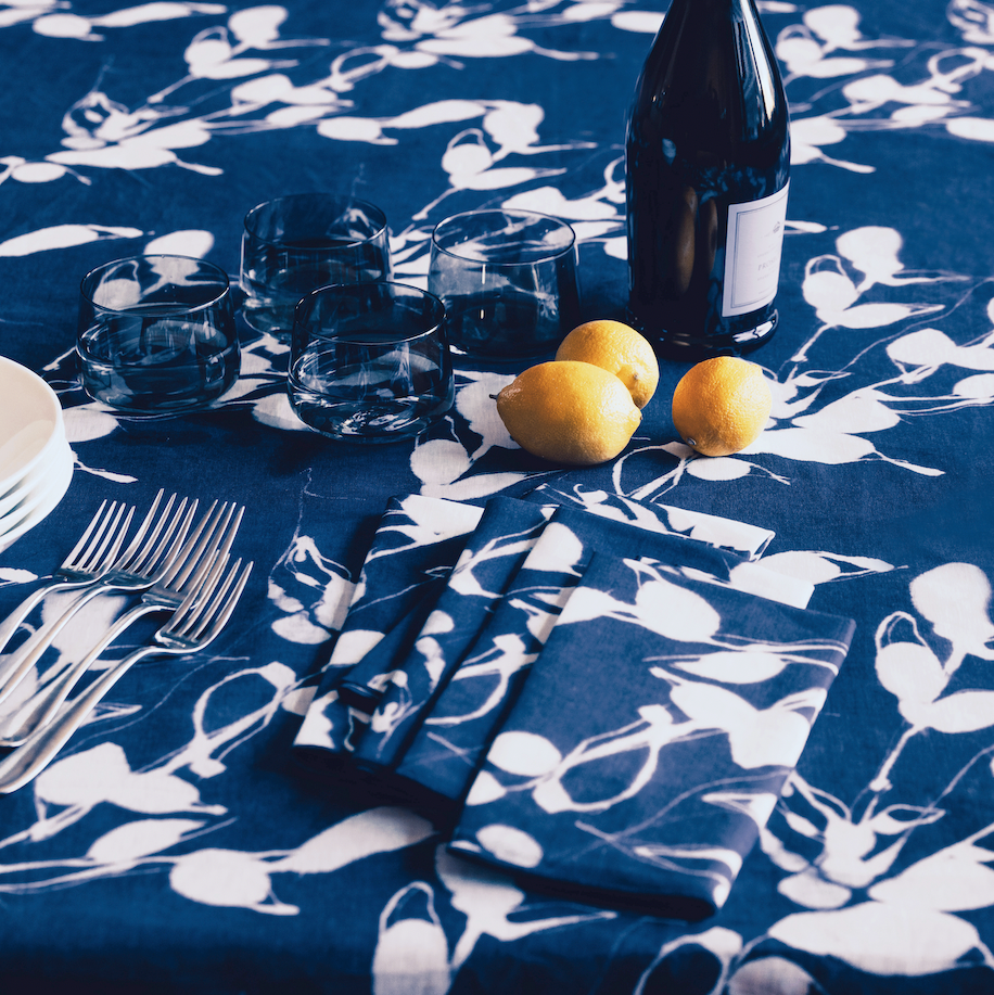 Botanical Porto Print Tablecloth | Indigo