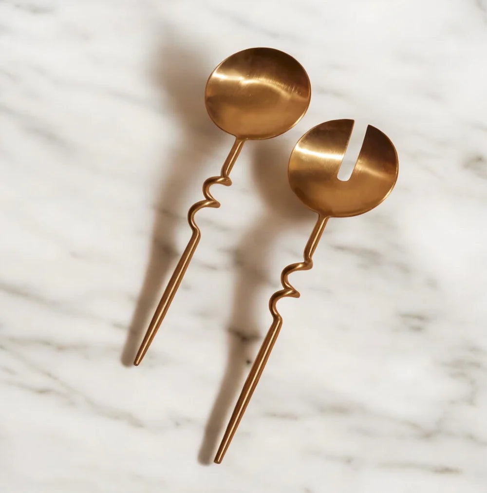 Elisa Servers | Brushed Brass | Set of 2