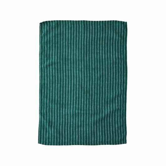 Ticking Stripe Linen Towels | Leaf | Set of 2